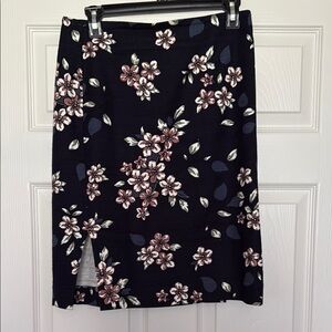 LOFT Blue and Pink Knee-Length Pencil Skirt